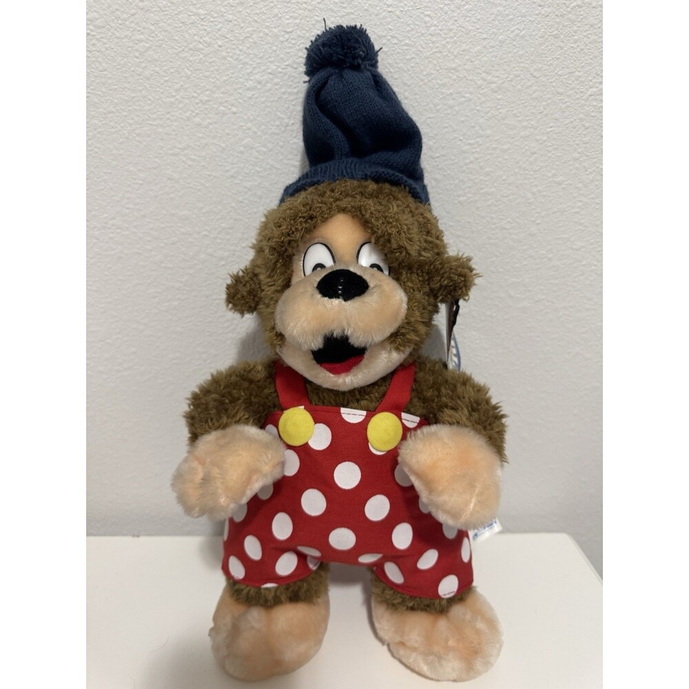Petzi Bear Plush 17” Danish Comic Barbo Toys NWT Winter Hat Red Polka Fit Rare